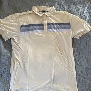 Men's Cream Polo Shirt with Gray Stripes